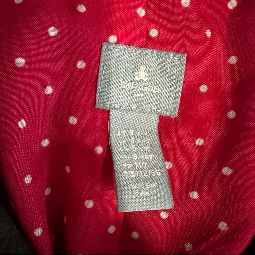 Baby Gap pea coat charcoal Heather gray by hot pink polkadot lined size 5 years